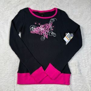 Vintage Y2K Rocawear Women’s Thermal Knit Women’s Long Sleeve Graphic Shirt